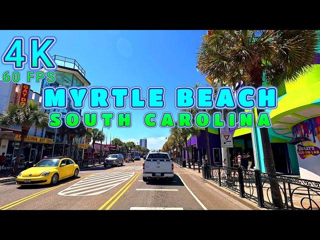 Myrtle Beach Drive on a Sunny Day, South Carolina USA 4K-UHD