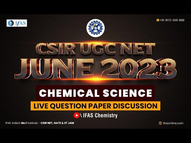 Live Question Paper Solution CSIR NET Chemistry June 2023 | IFAS