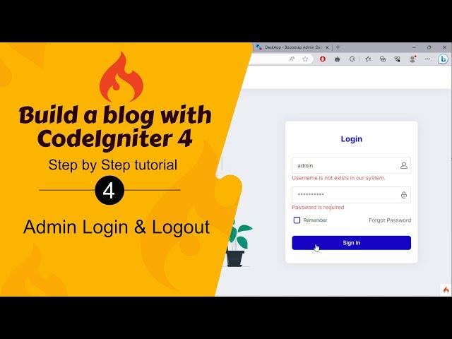 #4. CodeIgniter 4 Admin Login and Logout Tutorial