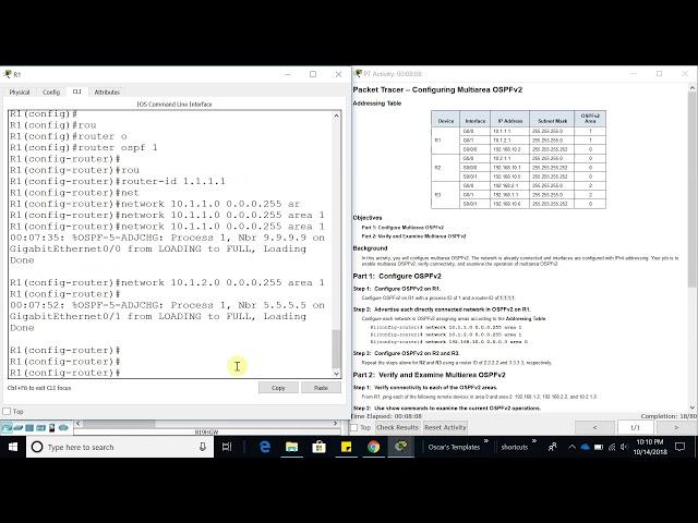 6.2.3.6 Packet Tracer -  Configuring Multiarea OSPFv2