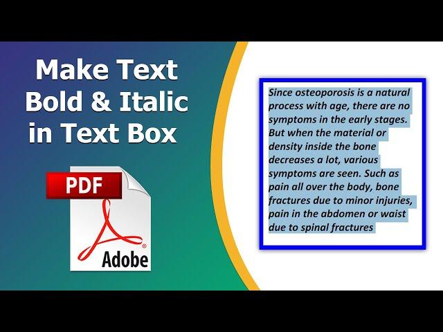 How to make text bold and italic in pdf text box using adobe acrobat pro dc