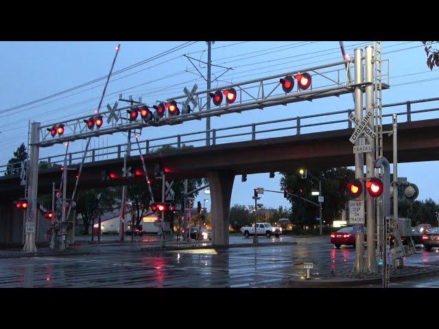 Railroad Crossing's With Double Overhead Cantilevers Towers On One Side Compilation [4K]