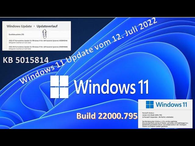 KB 5015814 Windows 11 Update vom 12 07 2022