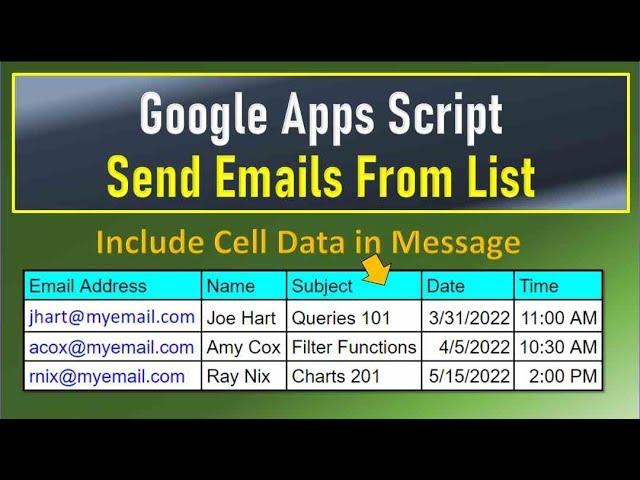 Google Apps Script Send Emails from List