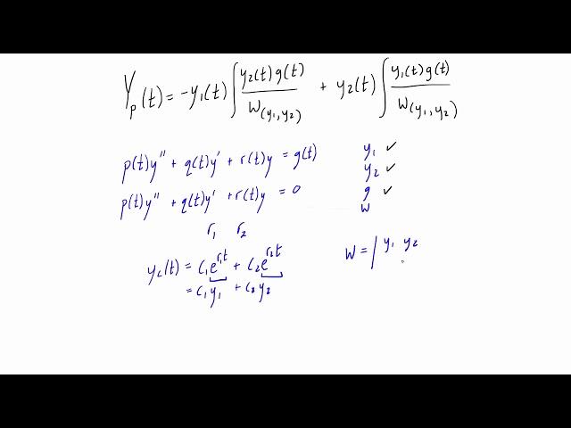Variation of parameters method - second order differential equations