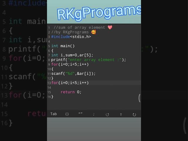 Sum of array element in c program | runtime program |1D array #RKgPrograms