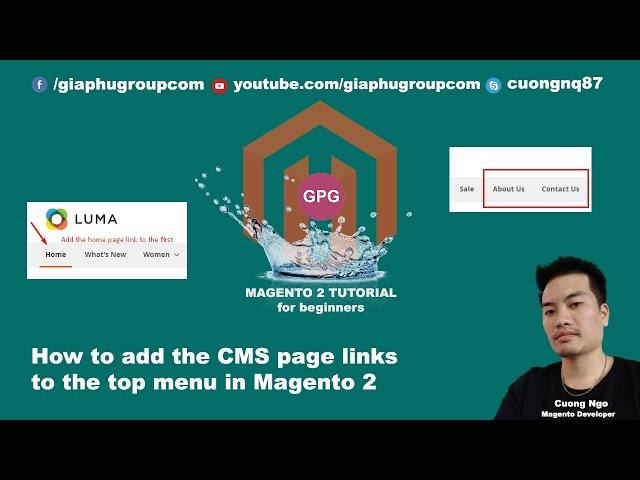 How to add the CMS page links to the top menu in Magento 2