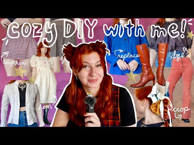 Tackling My Entire DIY/Mend Pile in one week!!! | fall wardrobe thrift flips & cozy craft with me