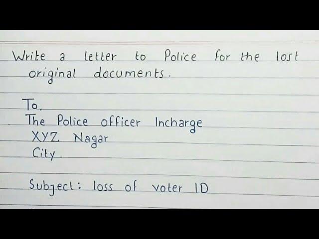 Write a letter to police for lost original documents | Complaint letter | English