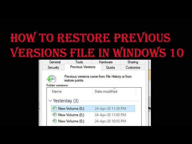 How to Restore Previous Versions File in Windows 10 | Tamil