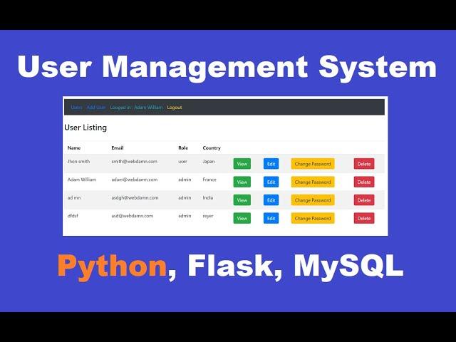 User Management System with Python,  Flask & MySQL | Python Project