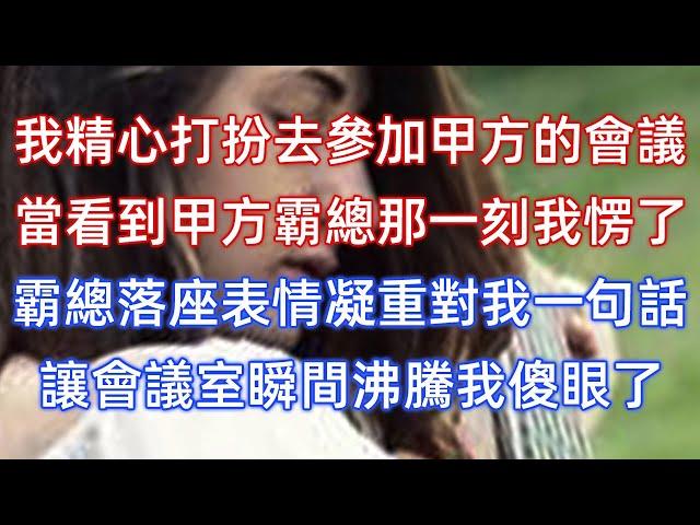 我精心打扮去參加甲方的會議，當看到甲方霸總那一刻我愣了，霸總落座表情凝重對我一句話，讓會議室瞬間沸騰我傻眼了！