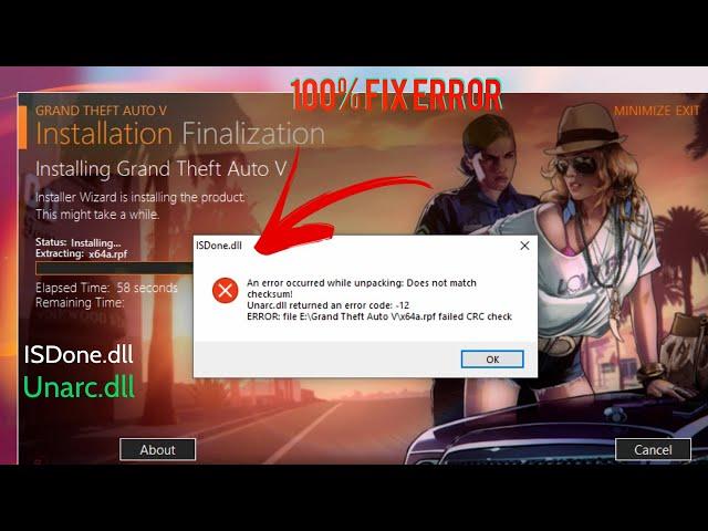 GTA 5 : How to Fix ISdone.dll & Unarc.dll  Error-12,14,11,6 | DODI Repack