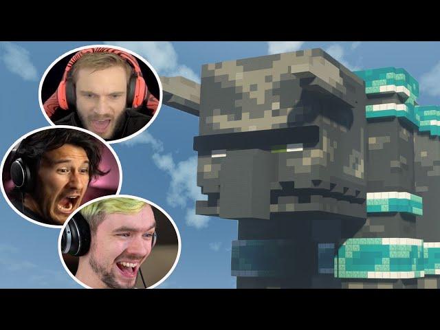 Gamers Reaction to First Seeing a Ravager in Minecraft ft. Jacksepticeye, Markiplier, Pewdiepie