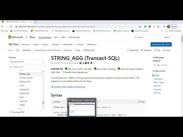 Group Items With Comma Separation | String_AGG | SQL Server Tutorial (2020)