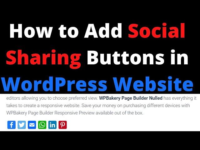 How to Add Social Sharing Buttons in WordPress Website || 2021 || Hindi