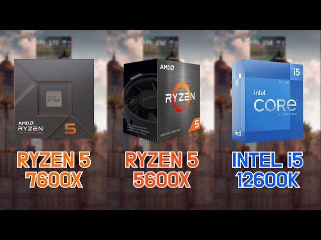 RYZEN 5 7600X vs 5600X vs INTEL i5-12600K with RTX 3080 (7 Games / FHD / 1080p)