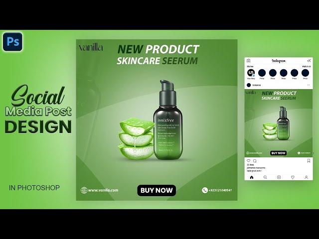 Social Media Post | Aloevera Serum Post Design | Photoshop Tutorial