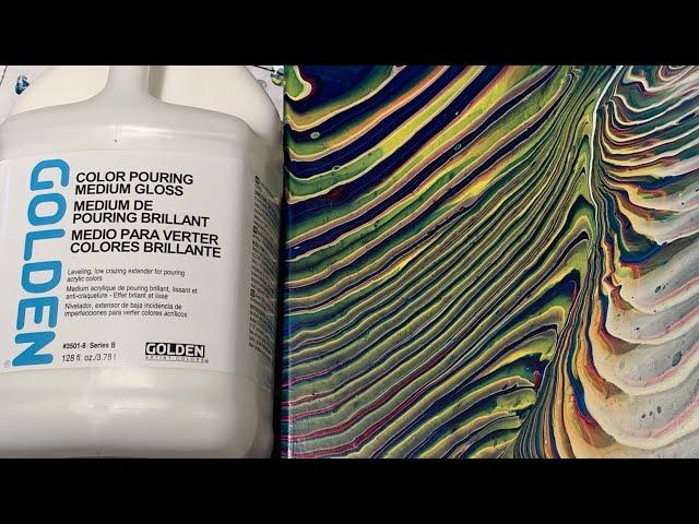 (188) Golden Color Pouring Medium Gloss Product Testing Demo- Traveling Ring Acrylic Paint Pouring