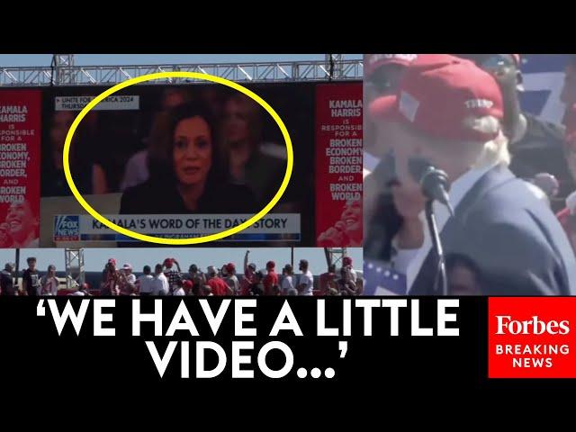 'Let's Play It!': Trump Plays Clip Reel Of Kamala Harris's Oprah Interview On Jumbotron At NC Rally