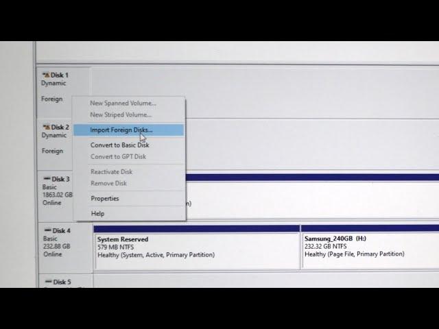 Hard drives not visible in Windows File Explorer (Import foreign disks, Dynamic disk, Spanned)