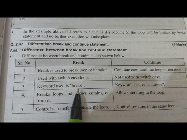 Difference between break and continue statement