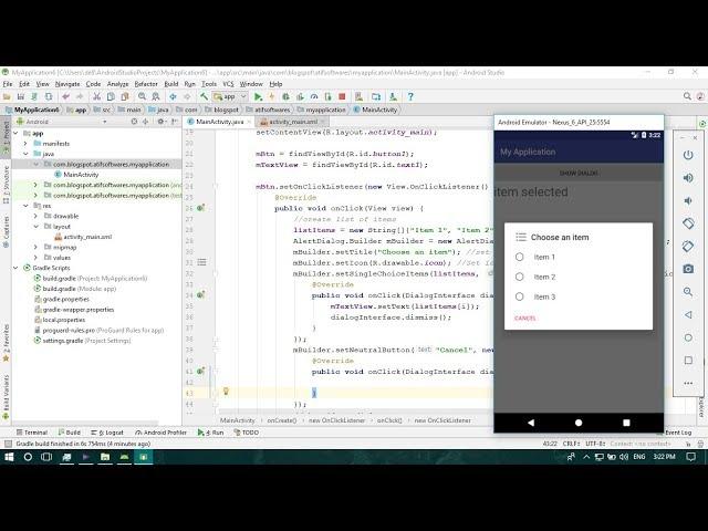 Alert Dialog Single Choice - Android Studio Tutorial