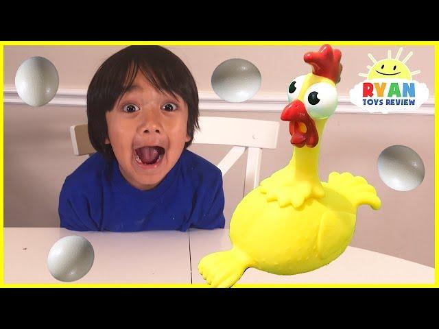 Squawk Chicken Egg Game for kids and Kinder Surprise toys for winner