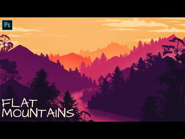 Flat Mountain Landscape Photoshop Tutorial