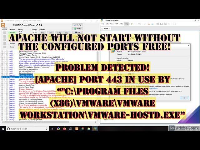 Problem detected! Port 443 in use by C:\Program Files(x86)\VMware\VMware Workstation\