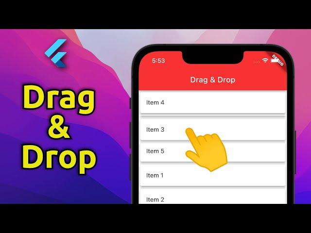 فلاتر على الماشي -  إعادة ترتيب قائمة عن طريق السحب : Flutter to go - Drag & Drop