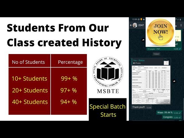 10+ students got above 99 % from Our Class | Best Class For MSBTE Diploma | Special Batch Starts 21