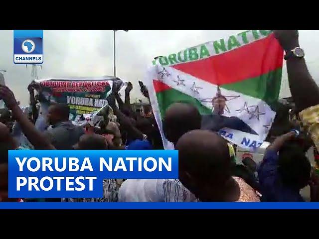 Yoruba Nation Protesters Defy Heavy Security Presence, Storm Freedom Park