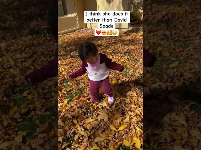 Leaf crunching contest | Fall theme #littlepinkbutterfly #baby #cutebaby #cute #davidspade