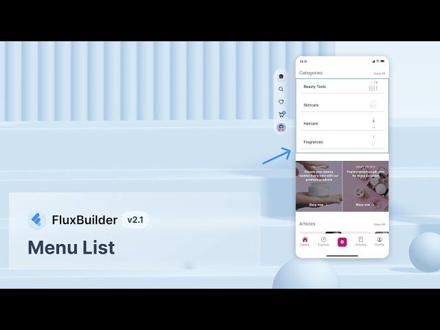 FluxBuilder 2.1: Menu List Layout (Mobile App Builder 2025)