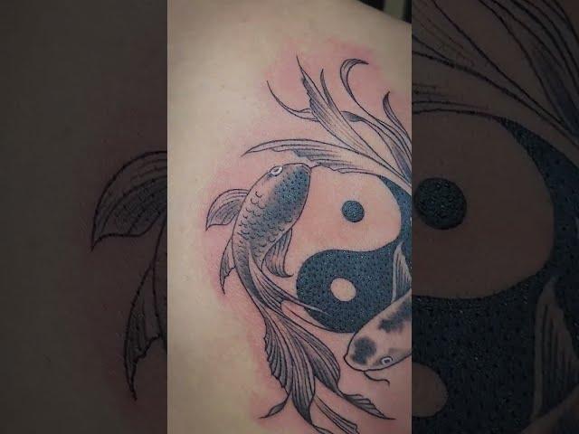 Yin Yang Koi Fish Tattoo || Aries Tattoo Studio || Artist  Mandeep #shortsvideo