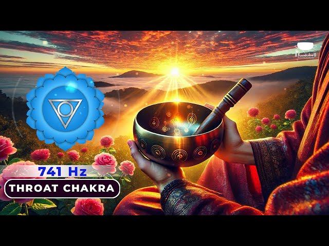 741Hz Tibetan Singing Bowl With Water Meditation | Throat Chakra Healing Sound Therapy