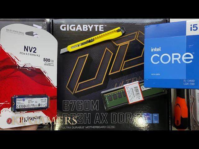 13th Gen intel Core i5 13400 GIGABYTE B760M DS3H AX DDR4 Kingston NV2 Thermaltake H24 PC Build