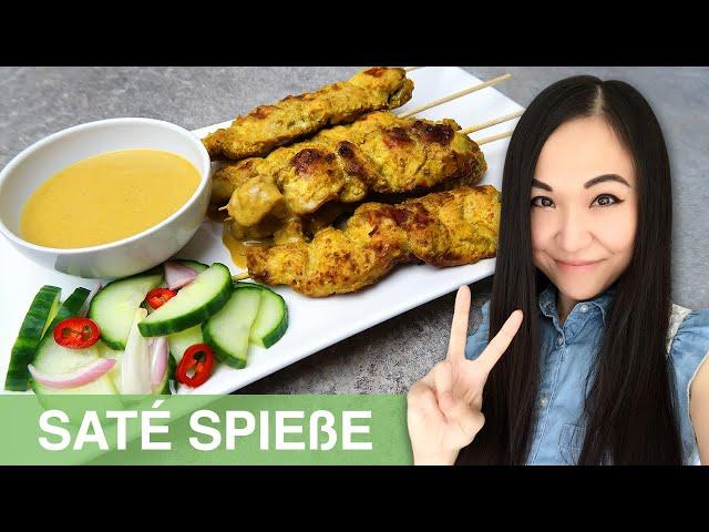 REZEPT: Saté Spieße mit Erdnusssoße selber machen | Satay Hähnchenspieße zum Grillen