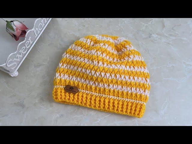 Crochet Hat/ Baby Boy Hat/ Baby Girl Beanie /2 Color Beret/ For 1 Years Old