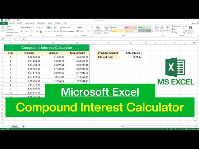 How to Calculate Compound Interest in Microsoft Excel | Compound Interest Calculator