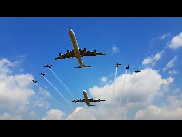 SOUTH AFRICAN AIRWAYS A340 & SA AIRFORCE Fly Past + Display at SA Presidential Inauguration