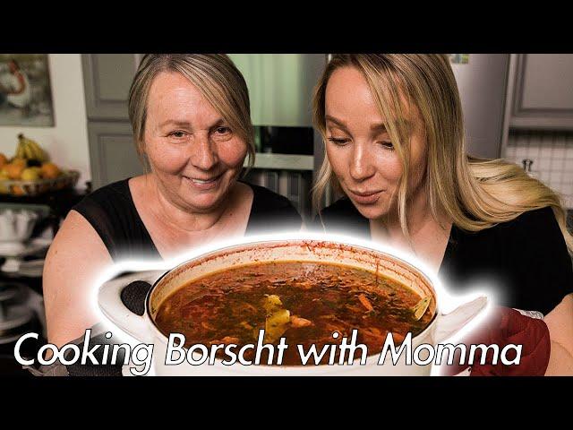 Momma cooks Borscht (Ukrainian Beet Soup)