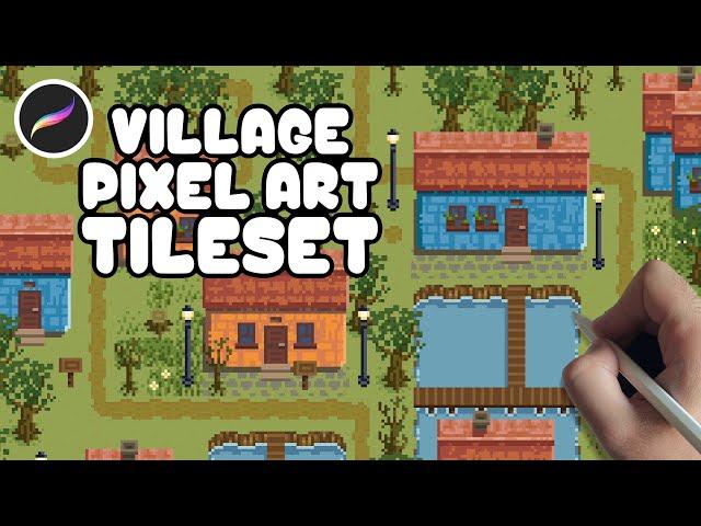 How to Paint and Build a Modular Pixel Art Village in Procreate