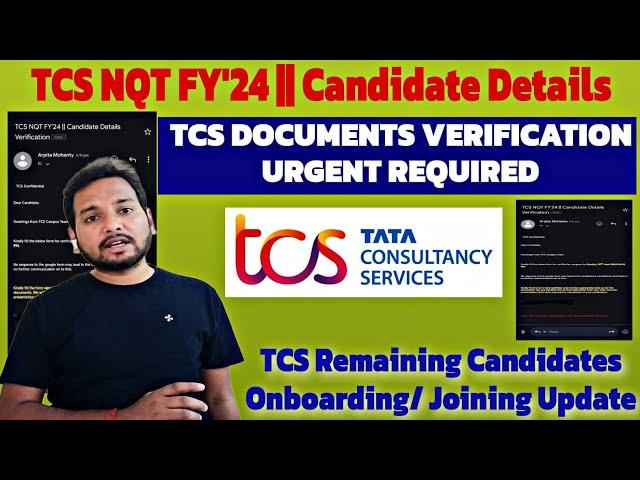 TCS Documents Verification Mandatory Update | Joining Update | Readiness Survey, TCS NQT Update 2024