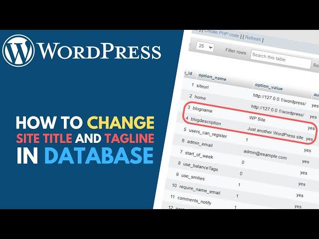 WordPress: How to Change Site Title and Tagline in Database (phpMyAdmin)