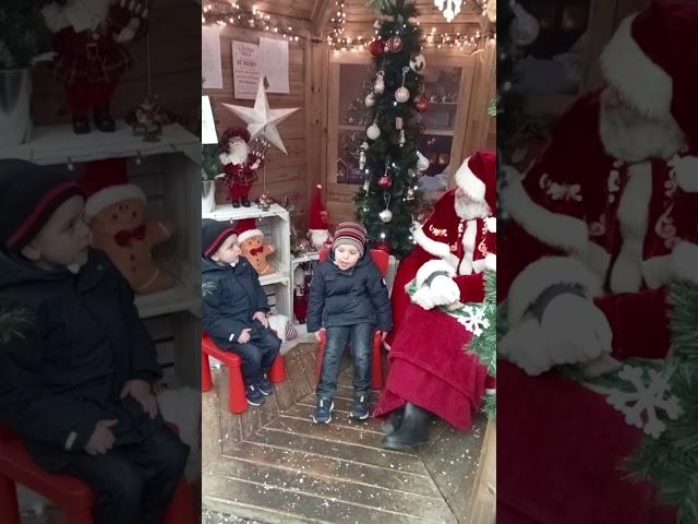 Lucas and Zack see Santa #santa #brothers #elf