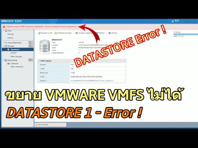 VMWARE Failed to expand VMFS datastore datastore1 - Cannot change the host configuration.