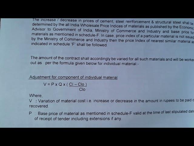 Escalation Process, Price variation formula Clause 10CA.