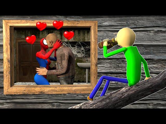 Grandpa and Spider Woman Love Secret vs Baldi Funny Horror Animation